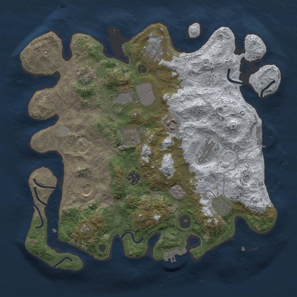 Rust Map: Procedural Map, Size: 3500, Seed: 24349, 19 Monuments