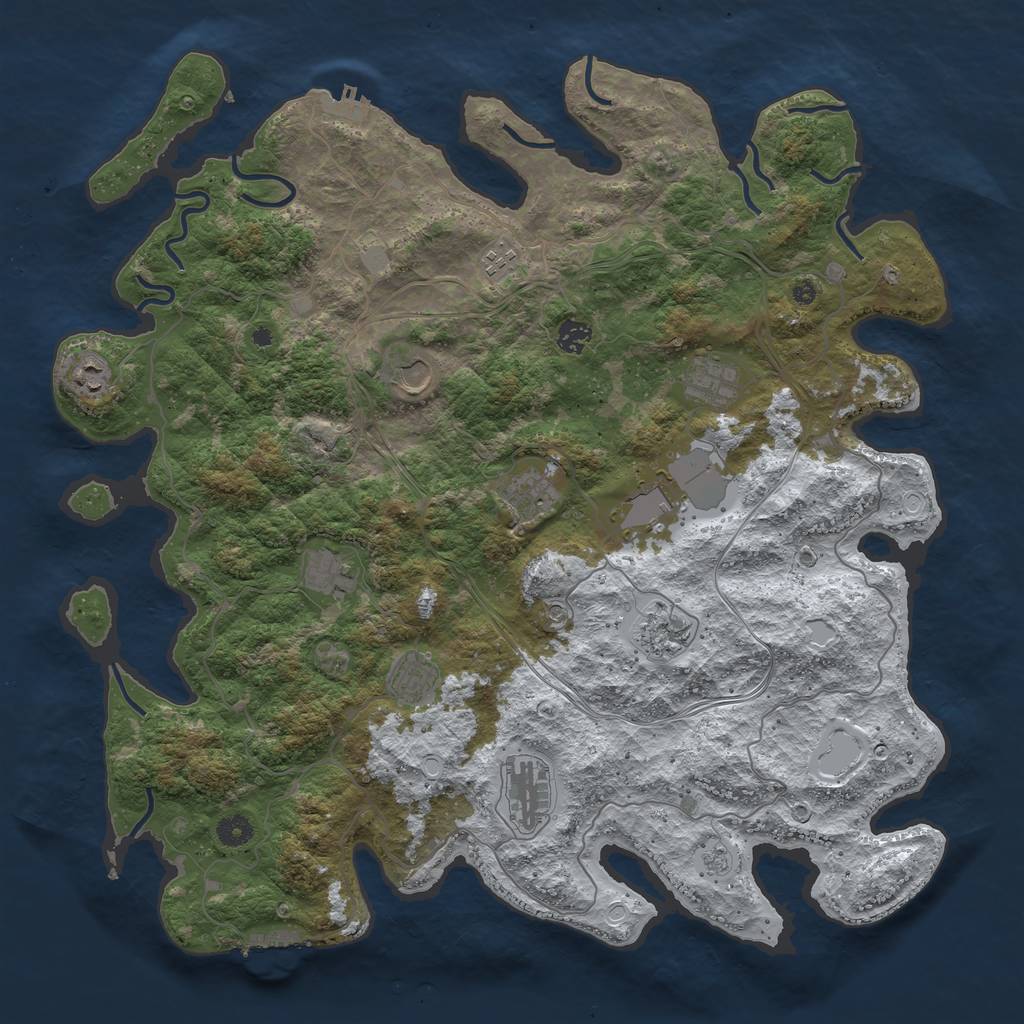 Rust Map: Procedural Map, Size: 4500, Seed: 1688338407, 20 Monuments