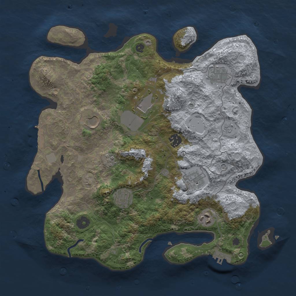 Rust Map: Procedural Map, Size: 3500, Seed: 90344852, 15 Monuments