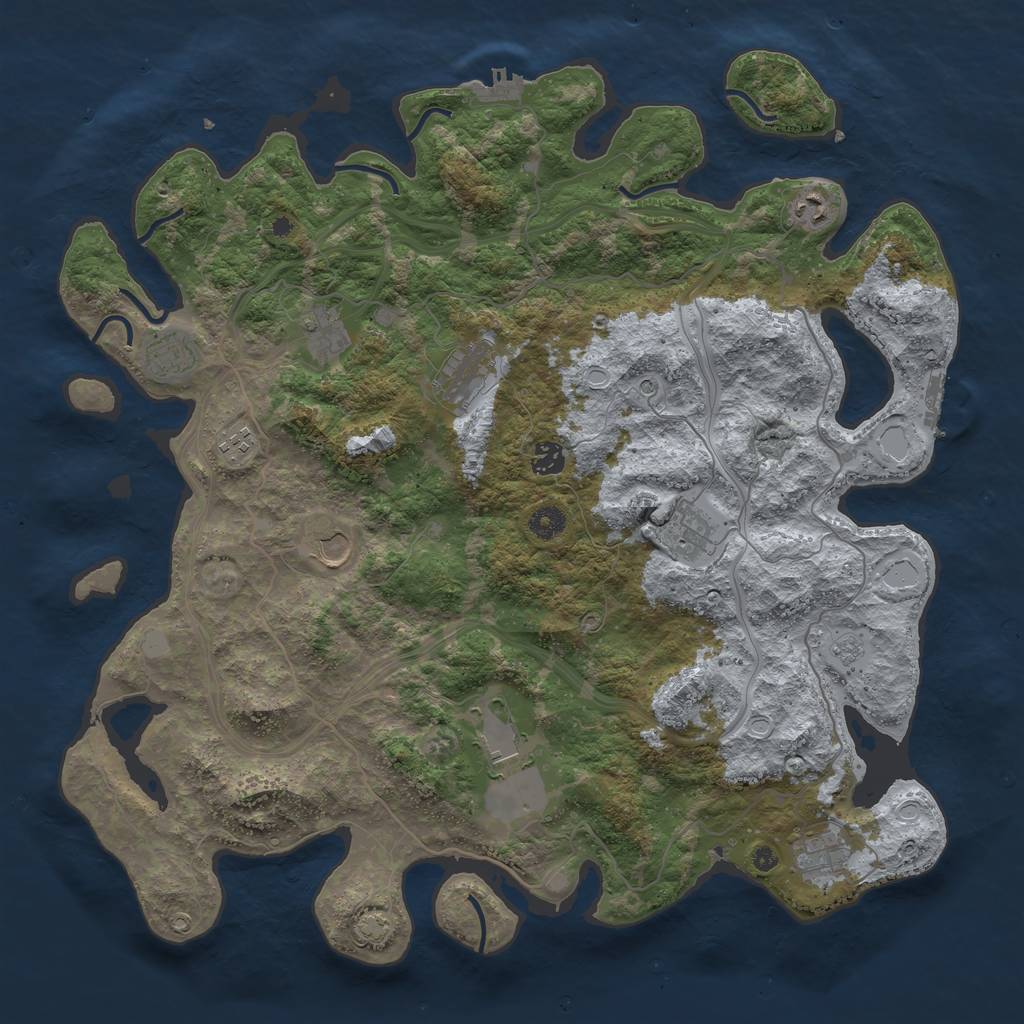 Rust Map: Procedural Map, Size: 4400, Seed: 826878436, 18 Monuments