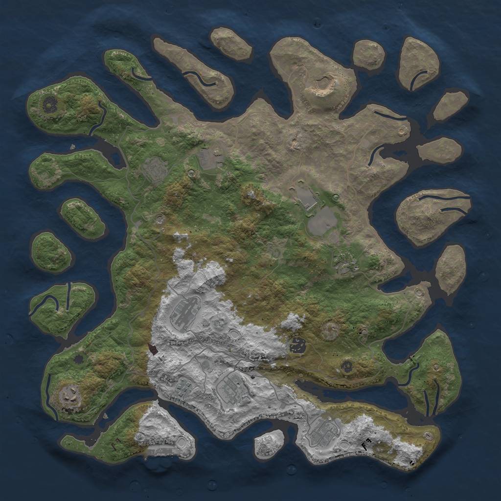 Rust Map: Procedural Map, Size: 4500, Seed: 1904676456, 18 Monuments