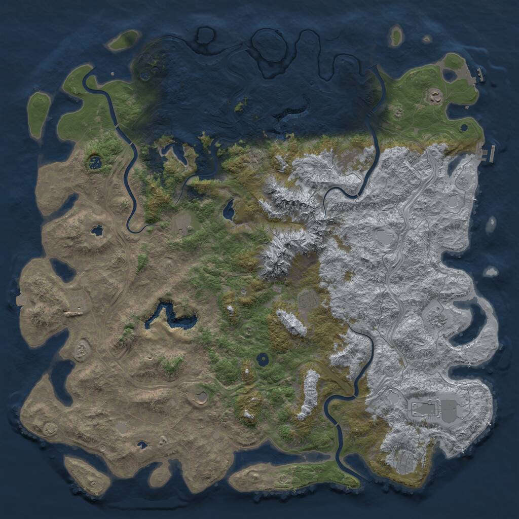 Rust Map: Procedural Map, Size: 6000, Seed: 1550, 17 Monuments