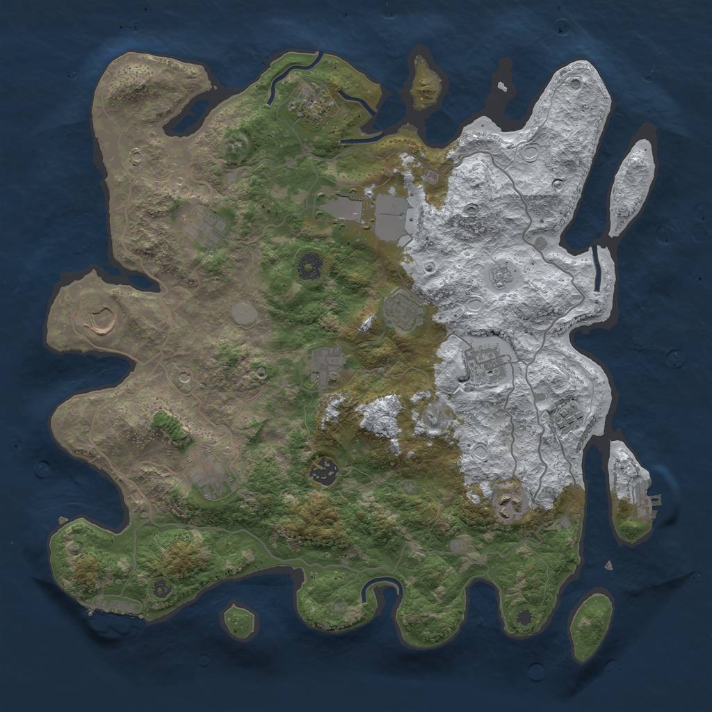 Rust Map: Procedural Map, Size: 4000, Seed: 1502841616, 20 Monuments