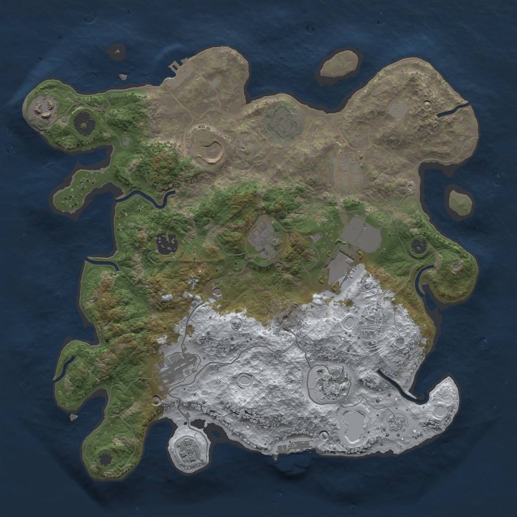 Rust Map: Procedural Map, Size: 3500, Seed: 548692, 19 Monuments
