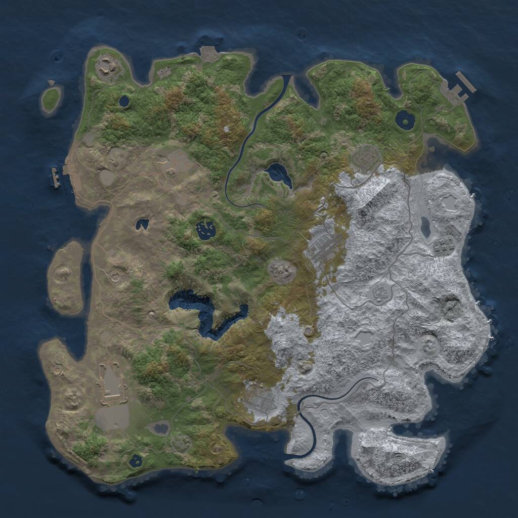 Rust Map: Procedural Map, Size: 4000, Seed: 274867354, 14 Monuments