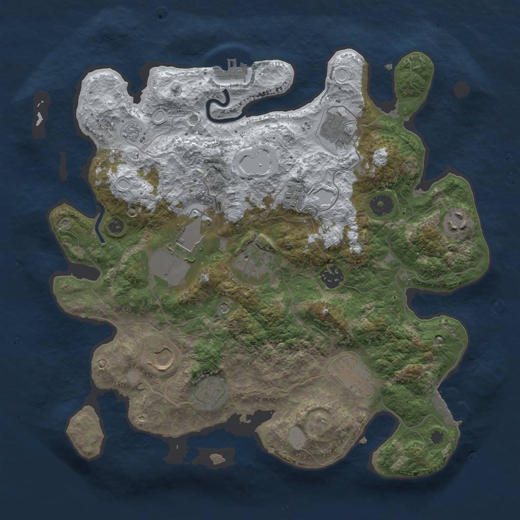 Rust Map: Procedural Map, Size: 3500, Seed: 6534551, 18 Monuments