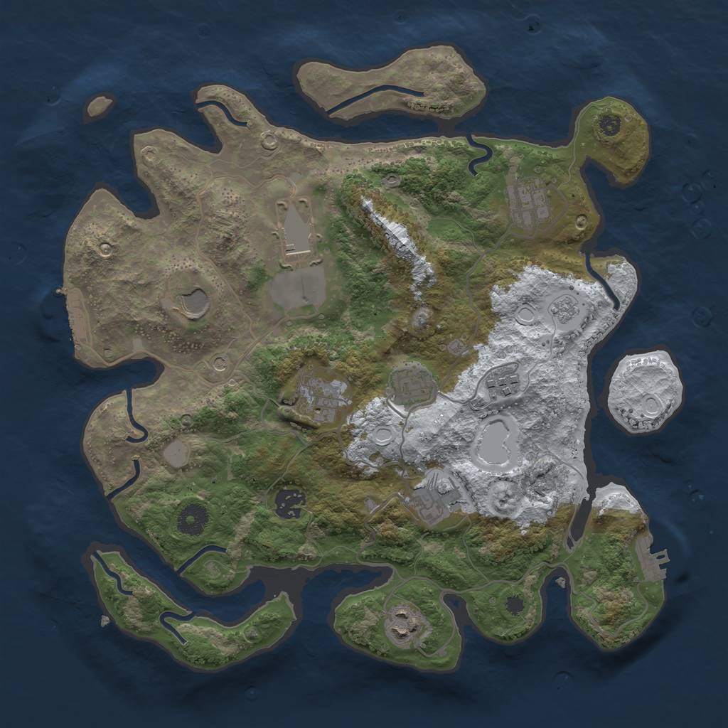Rust Map: Procedural Map, Size: 3500, Seed: 1689, 18 Monuments