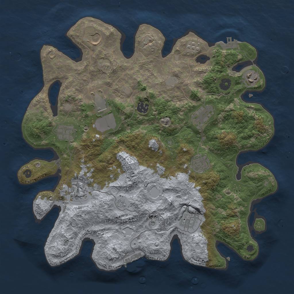 Rust Map: Procedural Map, Size: 3700, Seed: 417578464, 17 Monuments