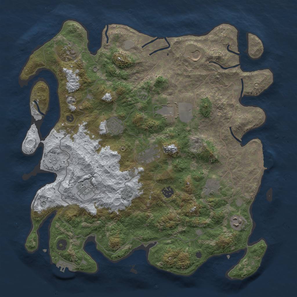 Rust Map: Procedural Map, Size: 4000, Seed: 4523761, 19 Monuments