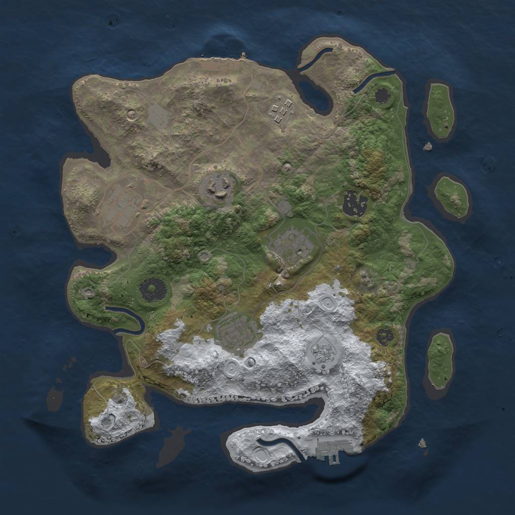 Rust Map: Procedural Map, Size: 3000, Seed: 2422563, 14 Monuments