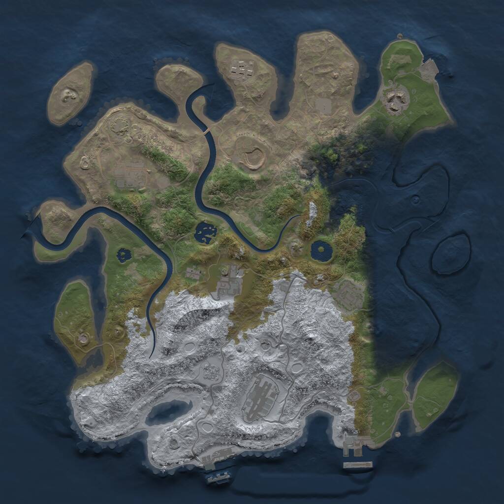 Rust Map: Procedural Map, Size: 3500, Seed: 153094, 14 Monuments
