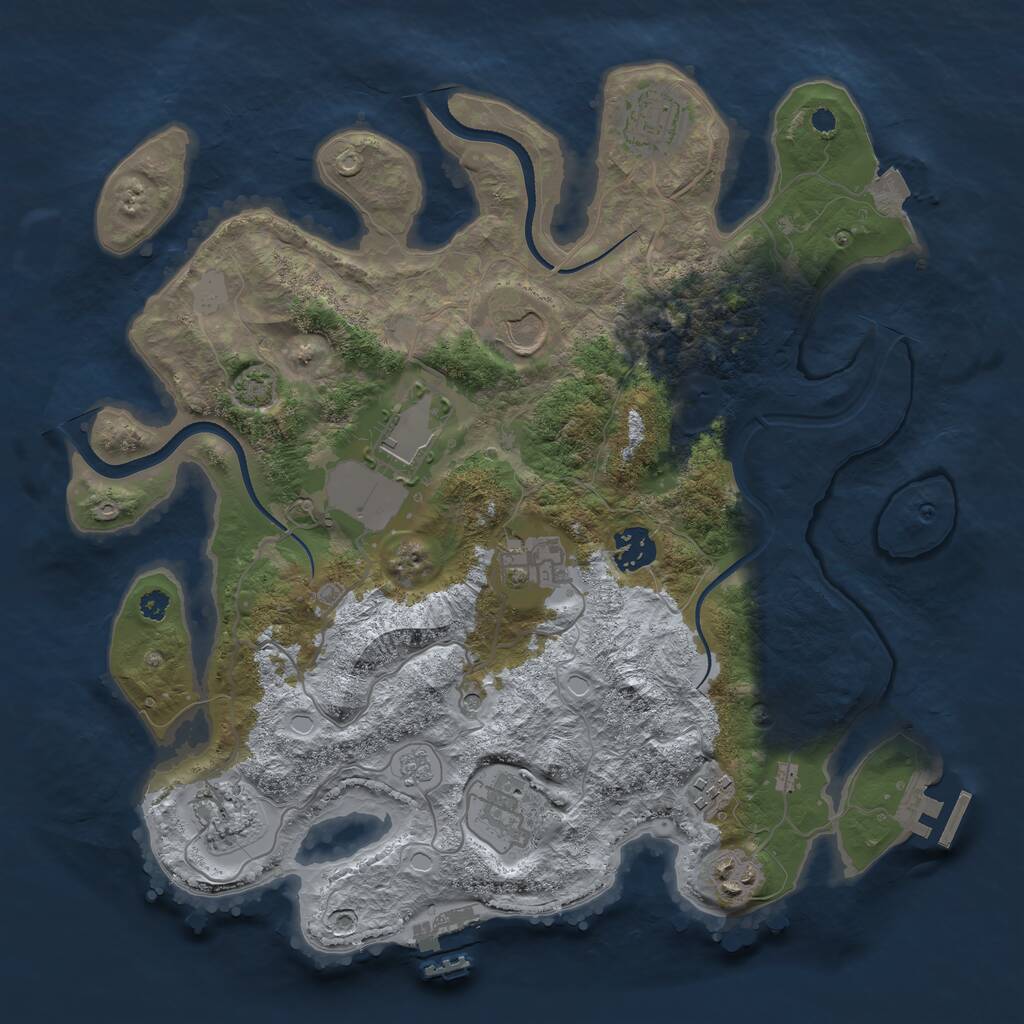 Rust Map: Procedural Map, Size: 3500, Seed: 153094, 15 Monuments