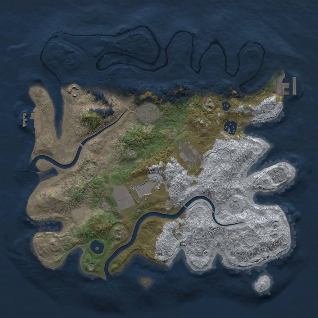 Rust Map: Procedural Map, Size: 3500, Seed: 3444253, 12 Monuments