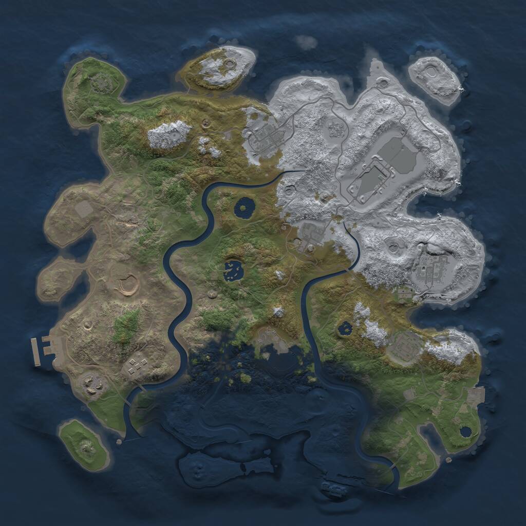 Rust Map: Procedural Map, Size: 3750, Seed: 1335375671, 16 Monuments