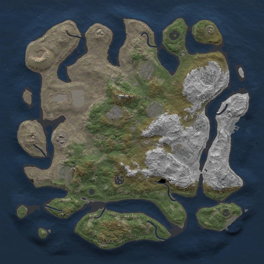 Rust Map: Procedural Map, Size: 3950, Seed: 304189120, 19 Monuments