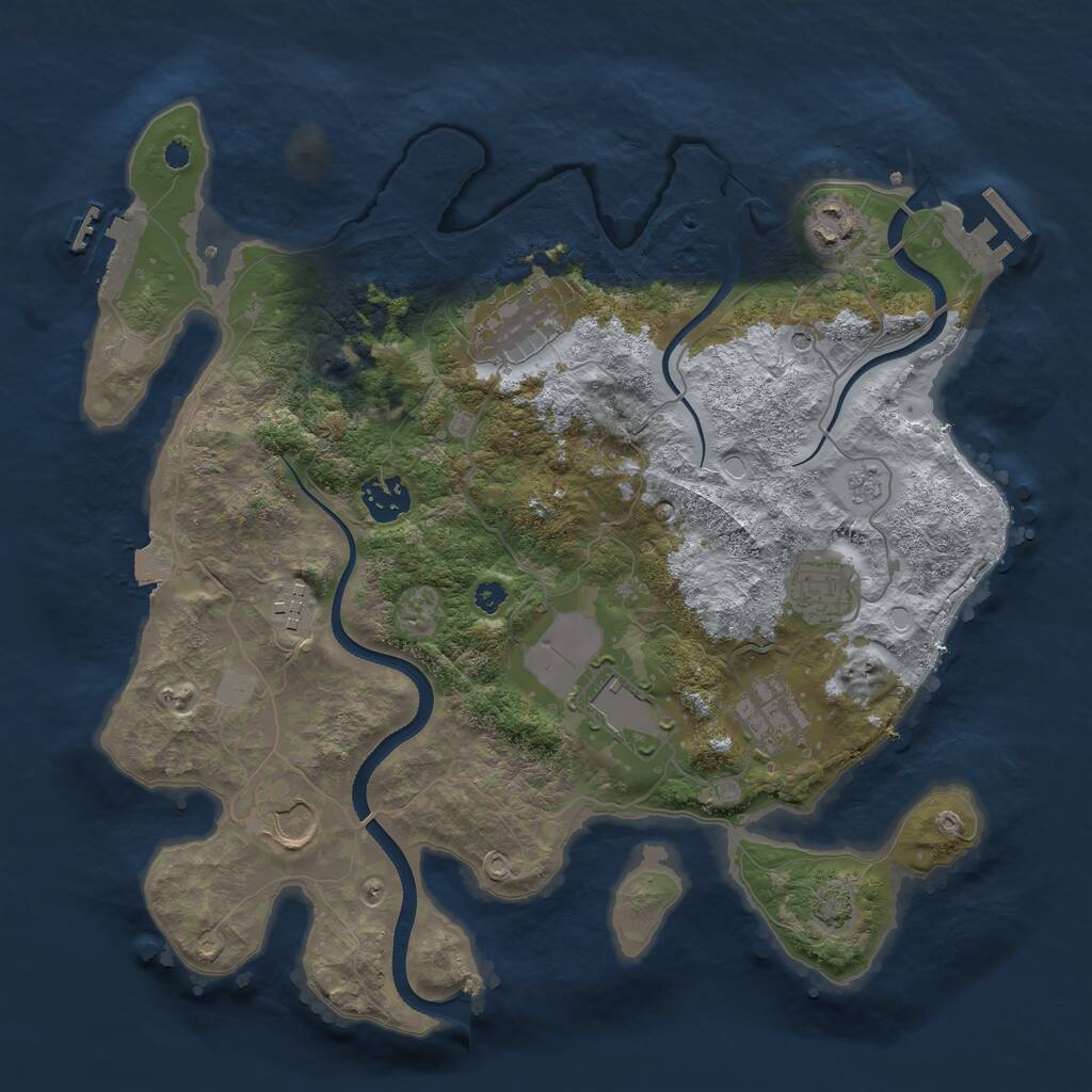 Rust Map: Procedural Map, Size: 3500, Seed: 28998, 14 Monuments