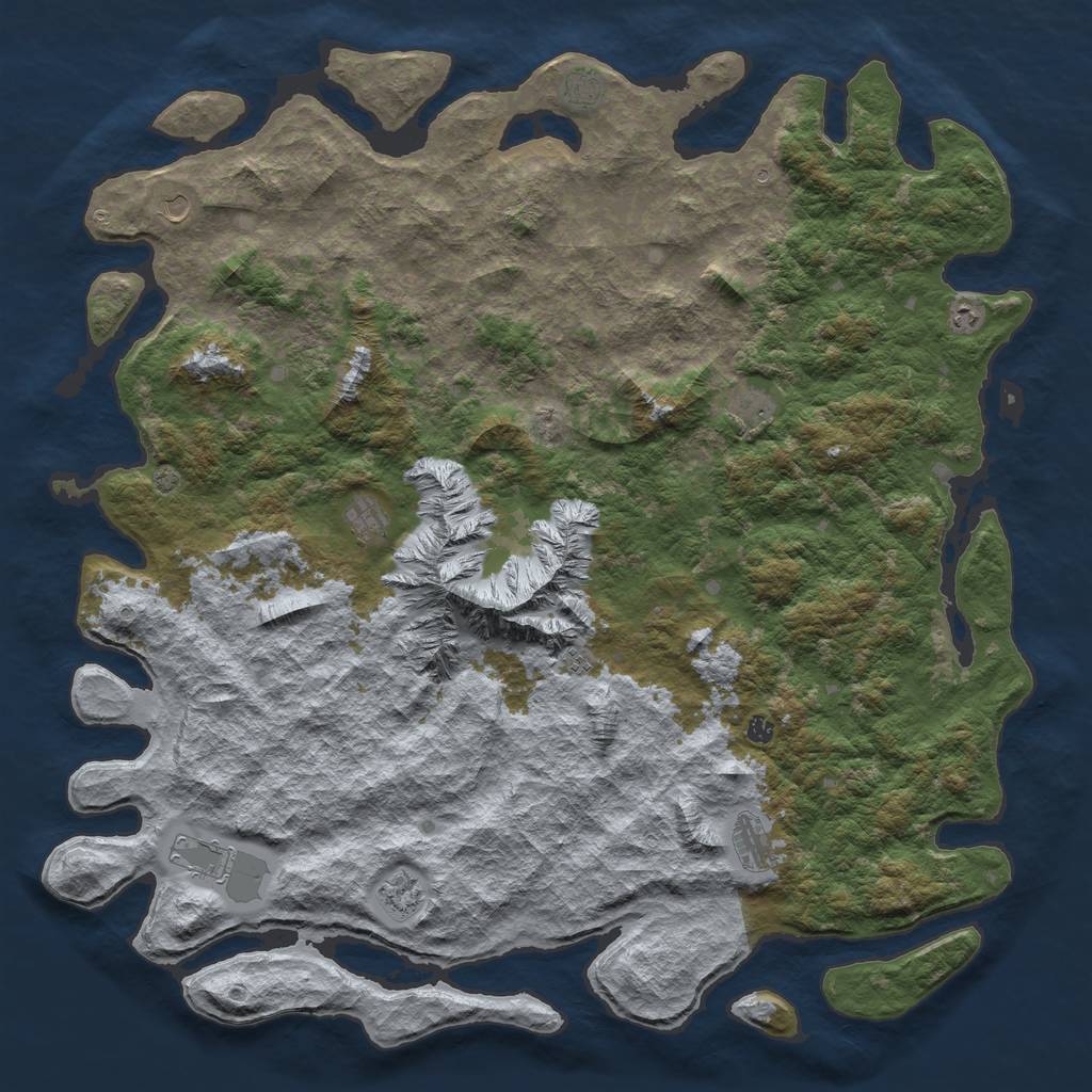 Rust Map: Barren, Size: 6000, Seed: 45654, 14 Monuments