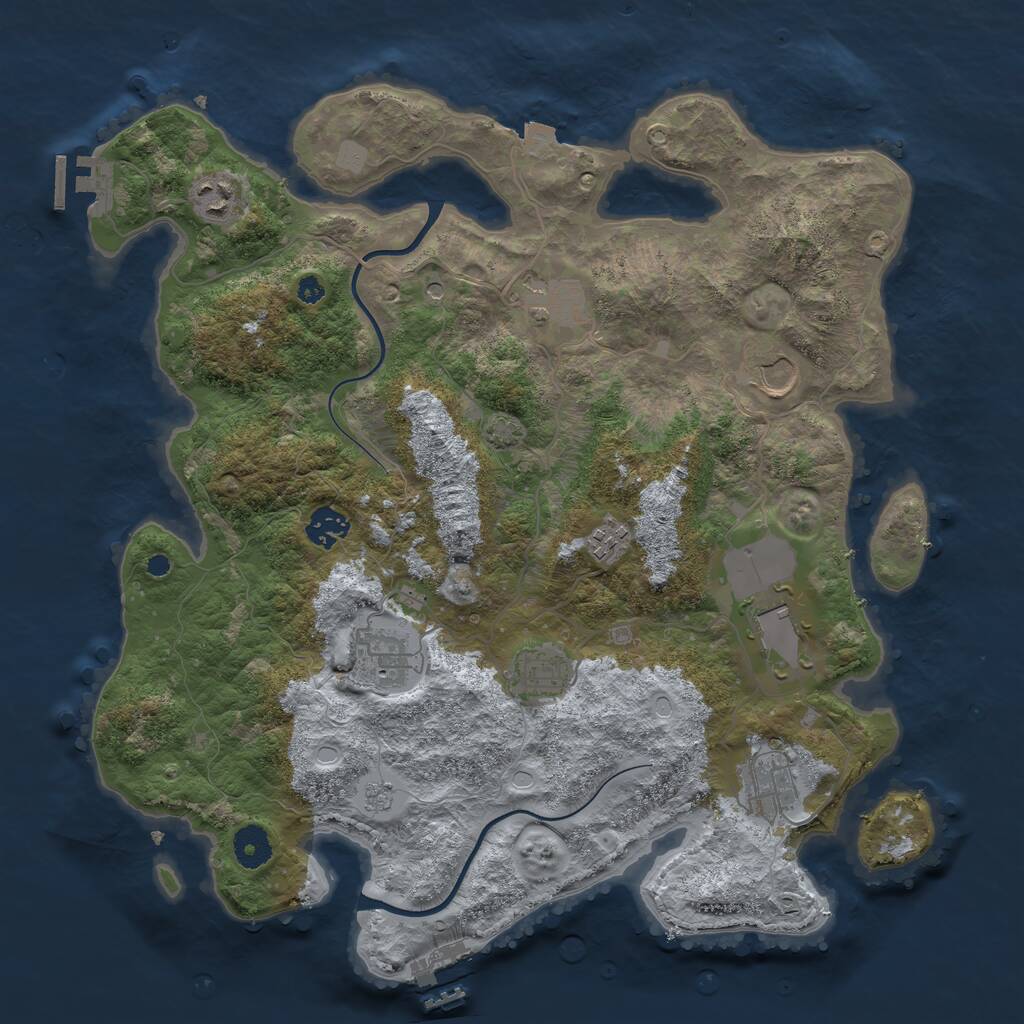 Rust Map: Procedural Map, Size: 3800, Seed: 69845114, 15 Monuments