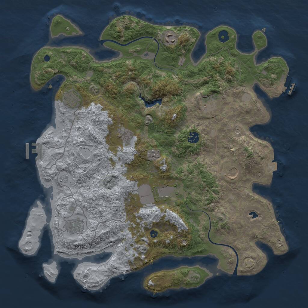 Rust Map: Procedural Map, Size: 4000, Seed: 444666, 15 Monuments