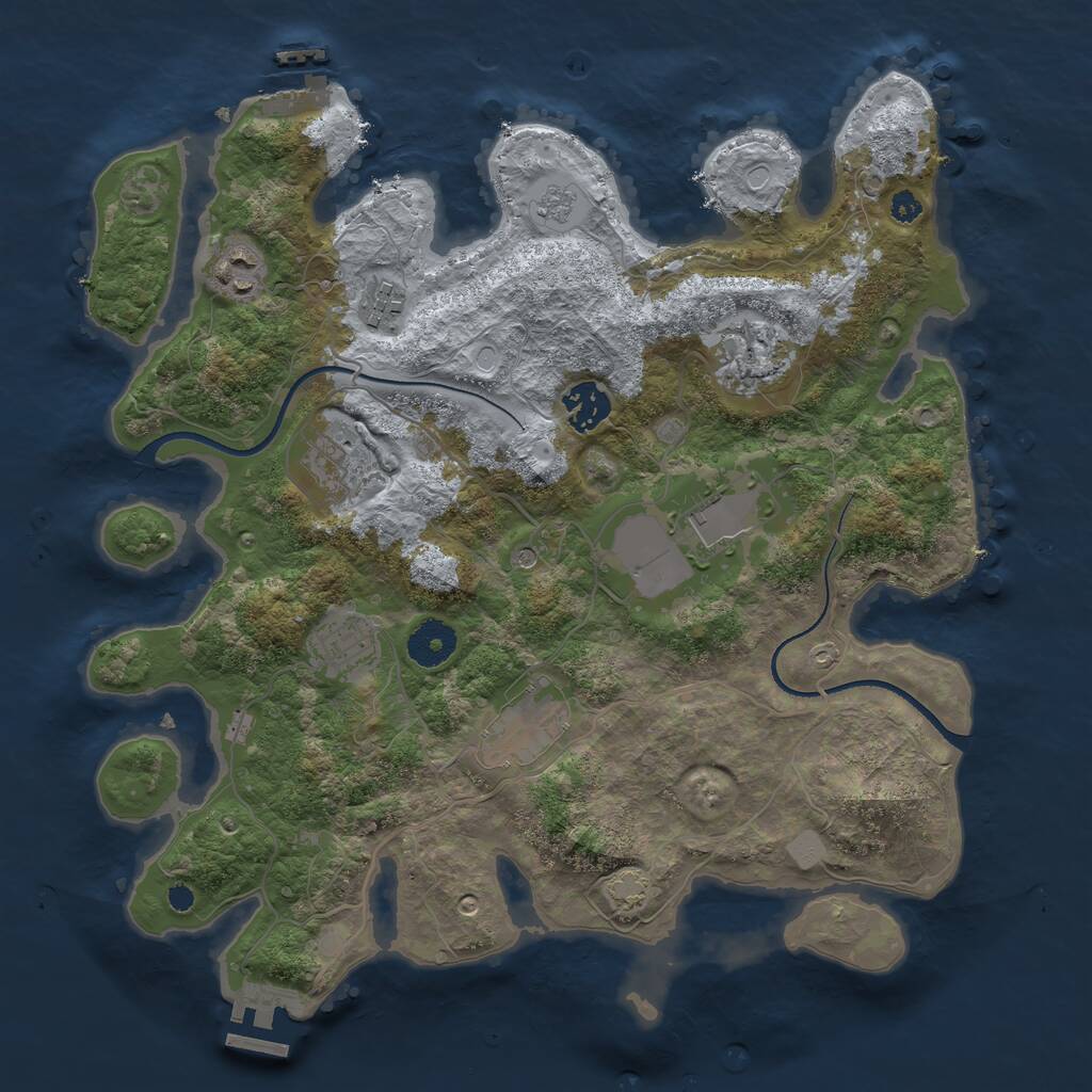 Rust Map: Procedural Map, Size: 3500, Seed: 64638, 14 Monuments