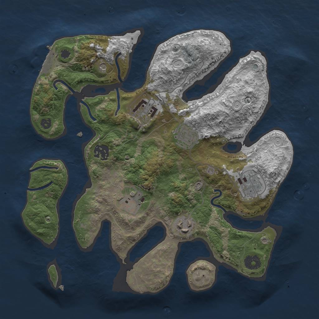 Rust Map: Procedural Map, Size: 3000, Seed: 1712105893, 13 Monuments