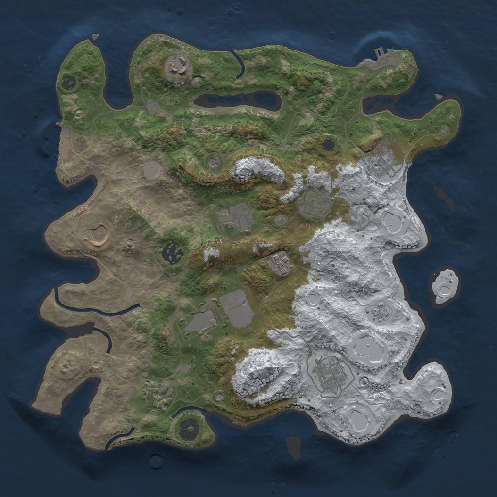 Rust Map: Procedural Map, Size: 3500, Seed: 61763646, 19 Monuments
