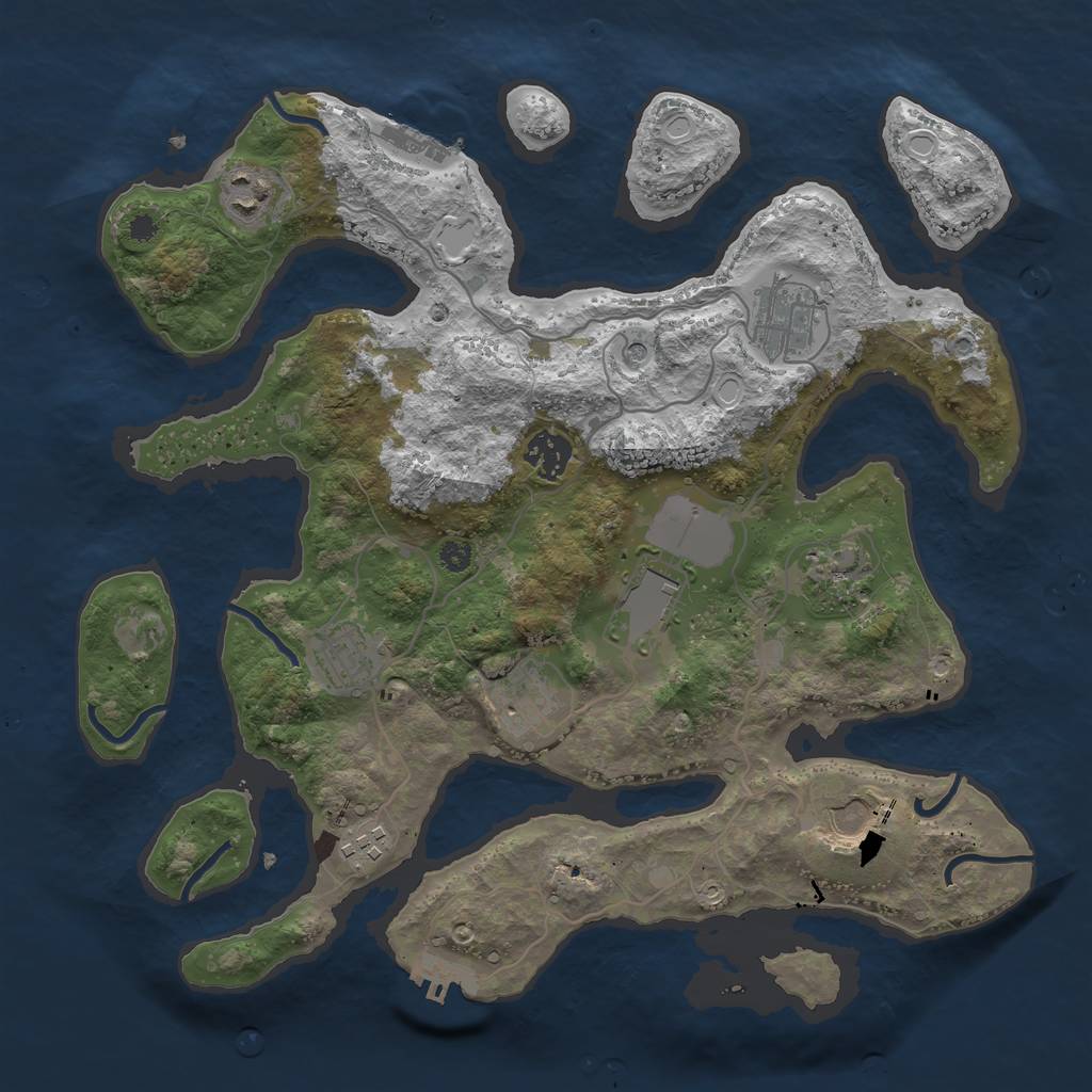 Rust Map: Procedural Map, Size: 3500, Seed: 1243900777, 17 Monuments