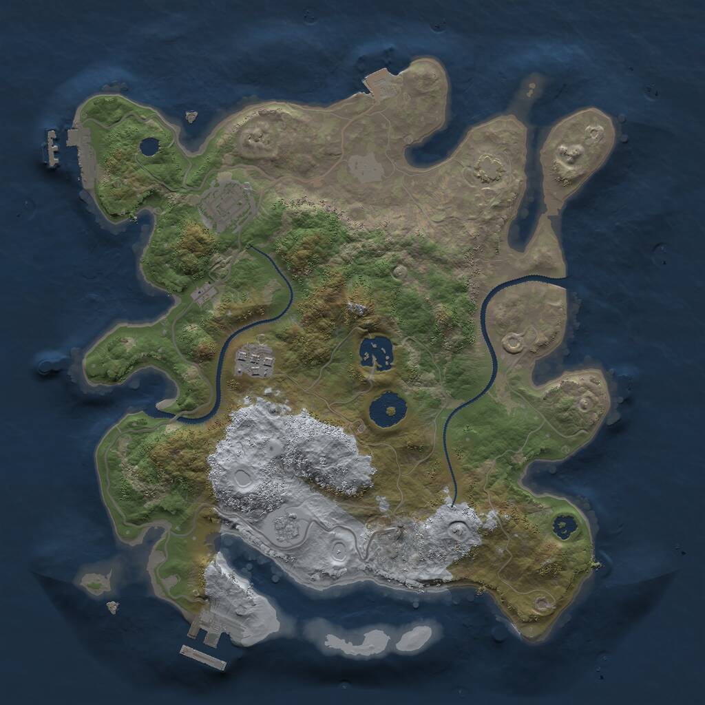 Rust Map: Procedural Map, Size: 3000, Seed: 837, 8 Monuments