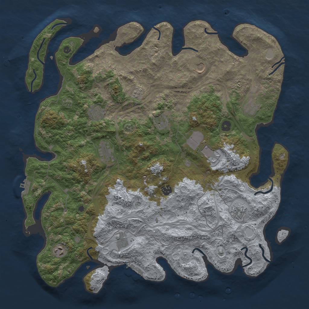 Rust Map: Procedural Map, Size: 4500, Seed: 1636516838, 20 Monuments