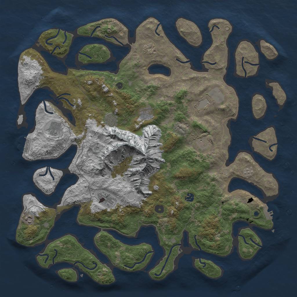 Rust Map: Procedural Map, Size: 5000, Seed: 53751, 18 Monuments
