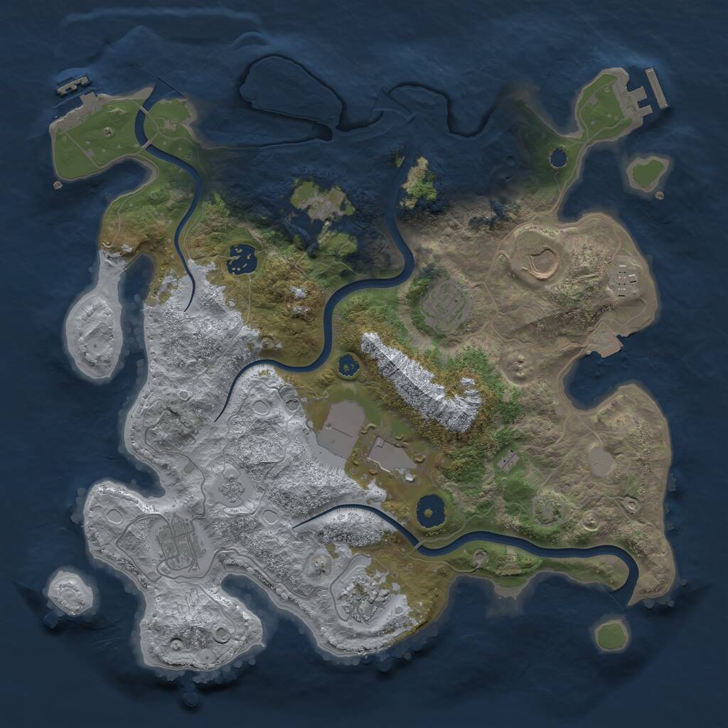 Rust Map: Procedural Map, Size: 3500, Seed: 221195676, 14 Monuments