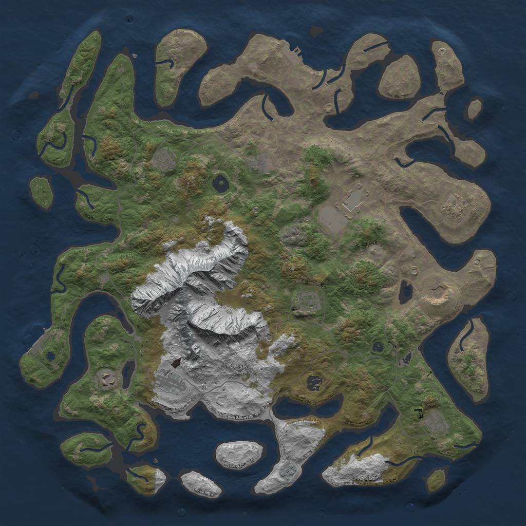 Rust Map: Procedural Map, Size: 5000, Seed: 666999, 19 Monuments