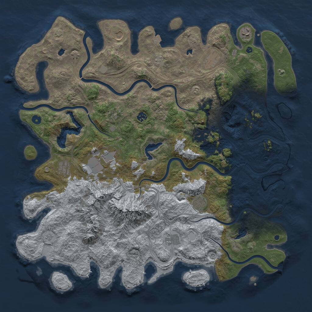 Rust Map: Procedural Map, Size: 5000, Seed: 451315, 16 Monuments