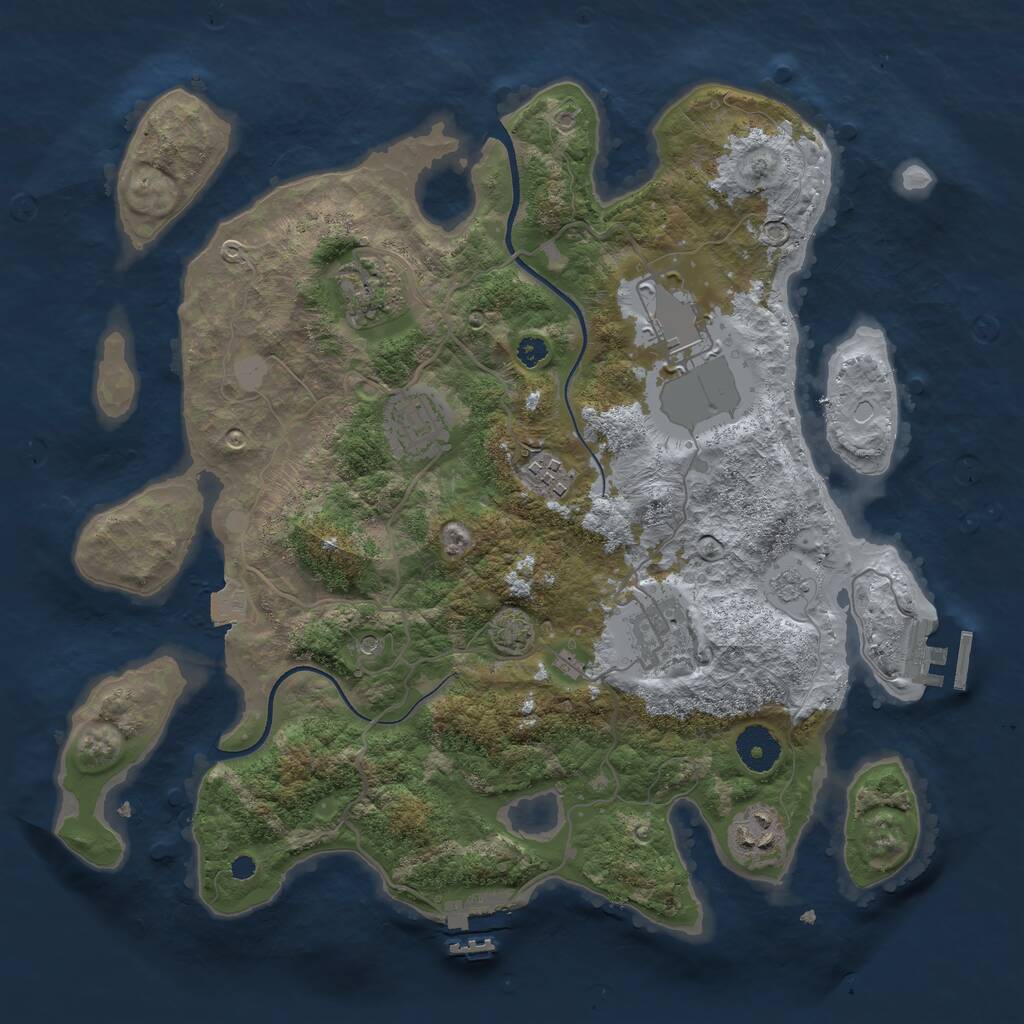 Rust Map: Procedural Map, Size: 3500, Seed: 61297415, 12 Monuments