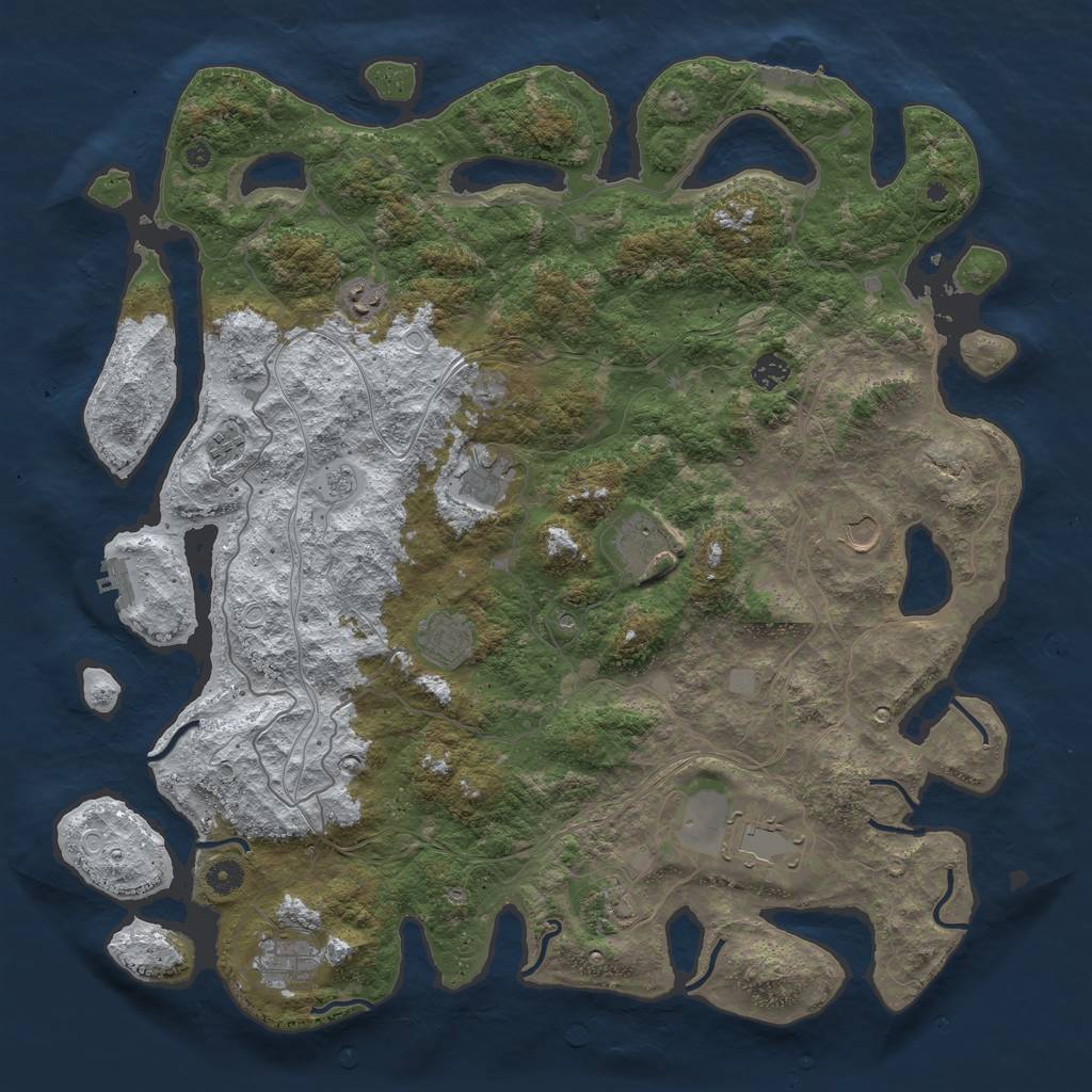 Rust Map: Procedural Map, Size: 4600, Seed: 12345, 19 Monuments