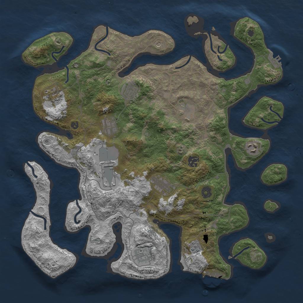 Rust Map: Procedural Map, Size: 4000, Seed: 810202101, 18 Monuments