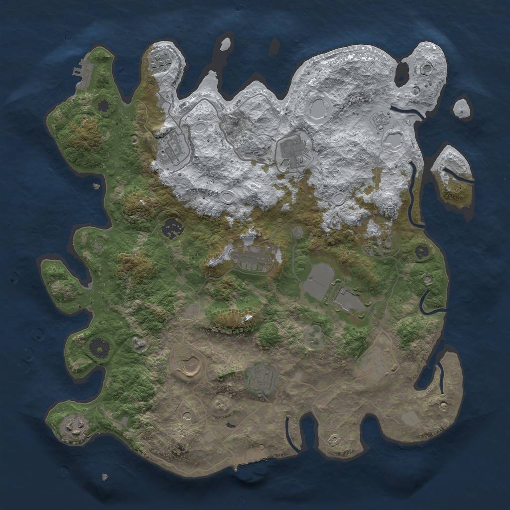 Rust Map: Procedural Map, Size: 3800, Seed: 173493804, 20 Monuments