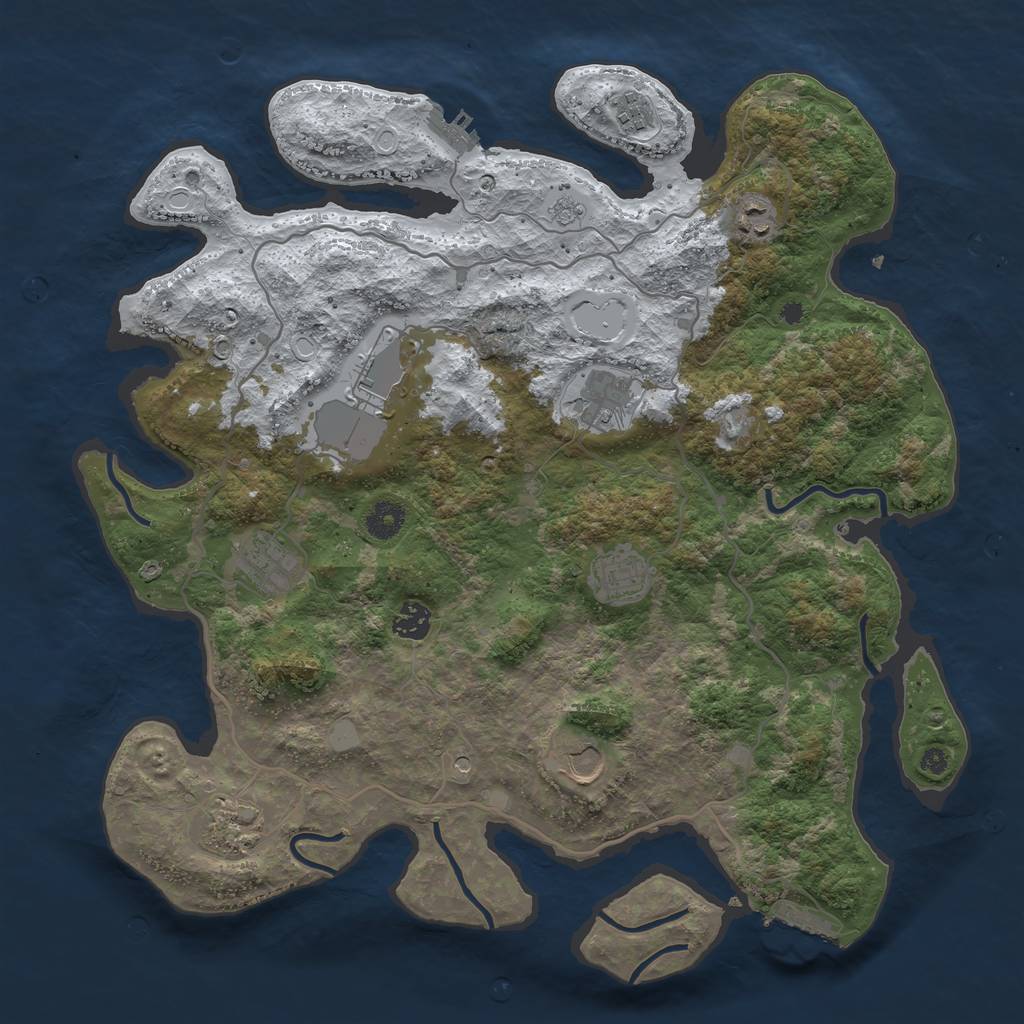 Rust Map: Procedural Map, Size: 4000, Seed: 487846, 18 Monuments
