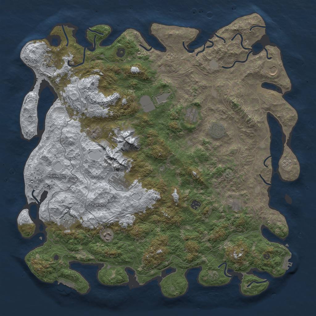 Rust Map: Procedural Map, Size: 5000, Seed: 2142707934, 20 Monuments