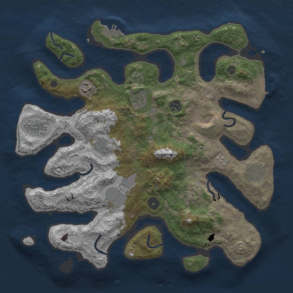 Rust Map: Procedural Map, Size: 3750, Seed: 207673845, 18 Monuments