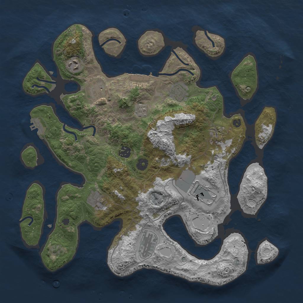 Rust Map: Procedural Map, Size: 3750, Seed: 318361921, 17 Monuments