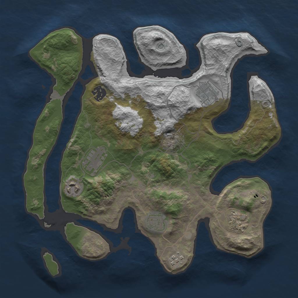 Rust Map: Barren, Size: 3200, Seed: 600, 10 Monuments