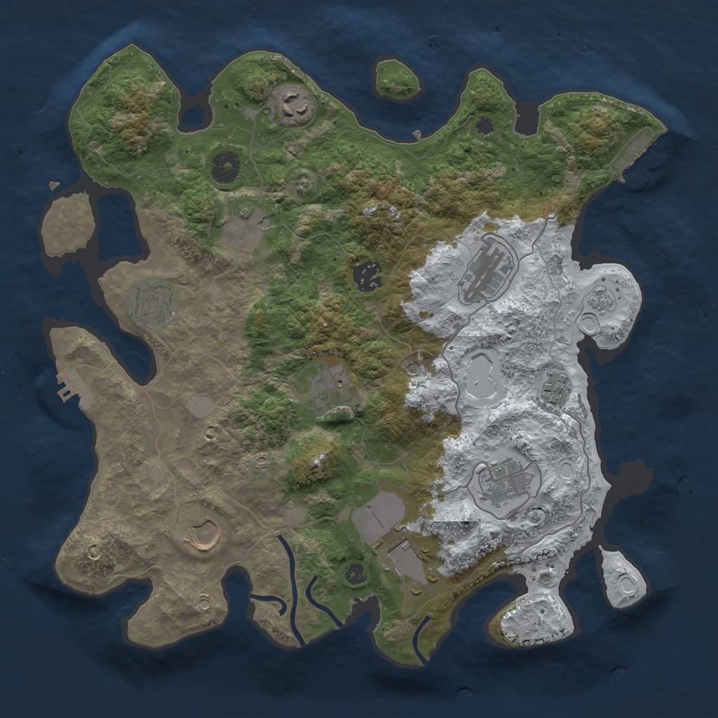 Rust Map: Procedural Map, Size: 3500, Seed: 193842299, 19 Monuments