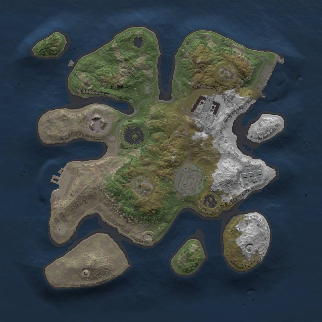 Rust Map: Procedural Map, Size: 2500, Seed: 24428, 11 Monuments