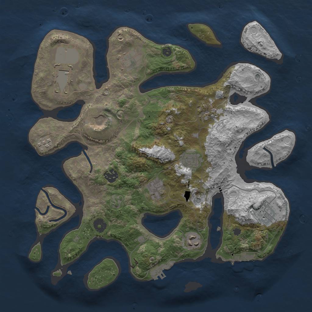 Rust Map: Procedural Map, Size: 3500, Seed: 1083204680, 18 Monuments