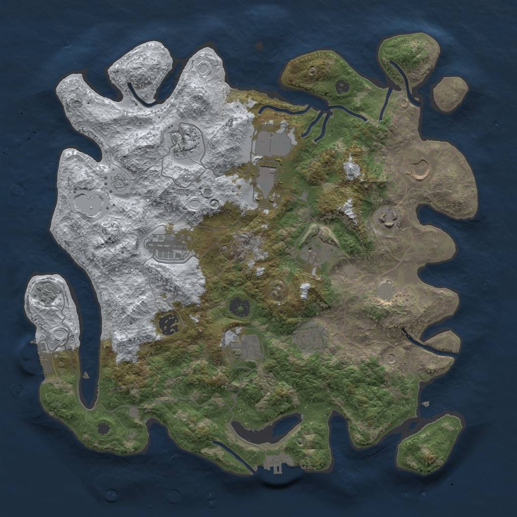 Rust Map: Procedural Map, Size: 3800, Seed: 25247850, 19 Monuments