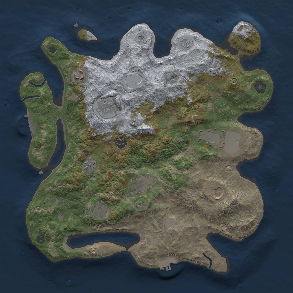 Rust Map: Procedural Map, Size: 3600, Seed: 879392605, 18 Monuments