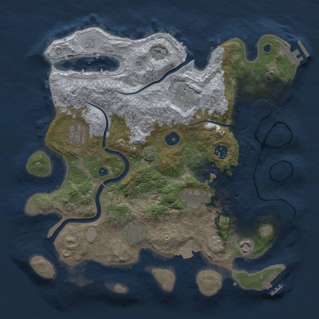 Rust Map: Procedural Map, Size: 3500, Seed: 448864233, 13 Monuments