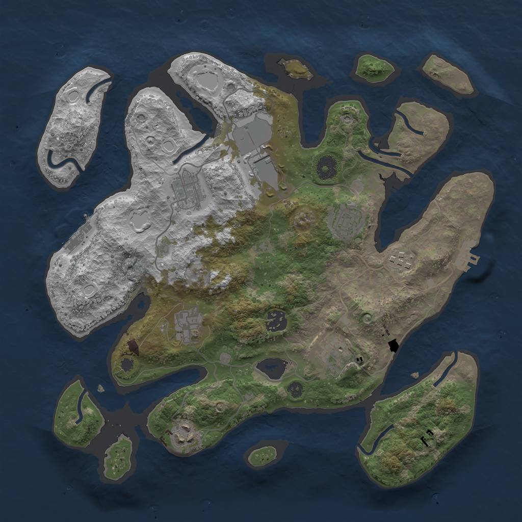 Rust Map: Procedural Map, Size: 3500, Seed: 85734, 15 Monuments