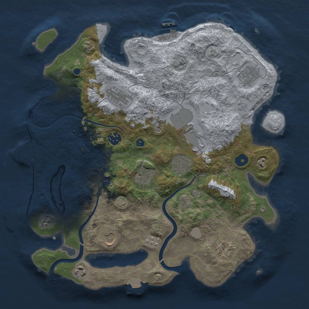 Rust Map: Procedural Map, Size: 3700, Seed: 2052593025, 16 Monuments